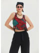 Thick Strap Asymmetric Cut Black Authentic Blouse 4634